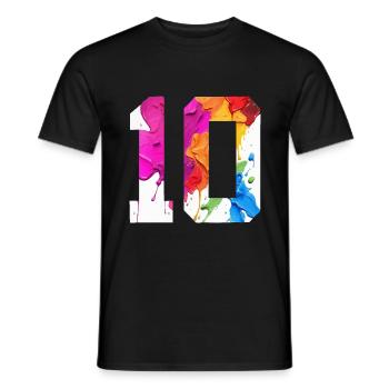 NUMÉRO COLORÉ 10 COLORÉ 10E ANNIVERSAIRE - T-shirt homme - noir - Devant - AI Model Male 178 light (178cm)