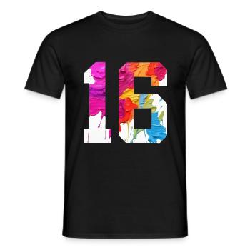 FARBIG NUMMER 16 BUNT 16. GEBURTSTAG - Männer T-Shirt - Schwarz - Vorne - AI Model Male 178 light (178cm)