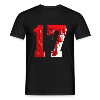 NO. 17 NUMBER 17 RED WHITE 17TH BIRTHDAY - Men's T-Shirt - black - Front - AI Model Male 178 light (178cm)
