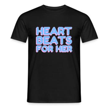 Heart Beats For Her Gift Girlfriend - Men's T-Shirt - black - Front - AI Model Male 178 light (178cm)