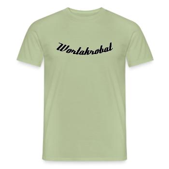 Acrobate word - T-shirt homme - vert sauge - Devant - AI Model Male 178 light (178cm)