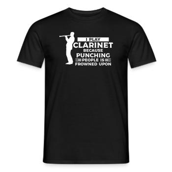I Play Clarinet Because Punching People Is Frowned - Men's T-Shirt - black - Front - AI Model Male 178 light (178cm)
