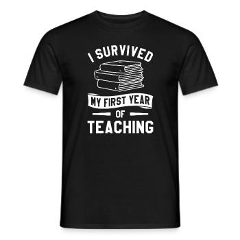 I Survived My First Year Of Teaching Back To - Men's T-Shirt - black - Front - AI Model Male 178 light (178cm)