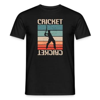 Retro Vintage Classic Cricket Player - Men's T-Shirt - black - Front - AI Model Male 178 light (178cm)