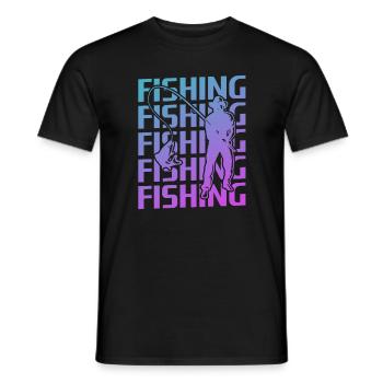 Retro Vintage Classic Fishing Fisherman - Men's T-Shirt - black - Front - AI Model Male 178 light (178cm)