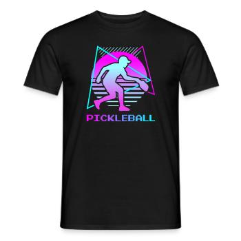 Retro Vintage Classic Pickleball Paddle Ball - Men's T-Shirt - black - Front - AI Model Male 178 light (178cm)