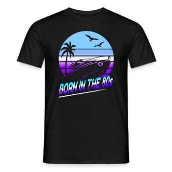 Né dans les années 80 - T-shirt homme - noir - Devant - AI Model Male 178 light (178cm)