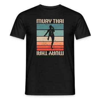 Retro Vintage Classic Muay Thai Boxing Martial - Men's T-Shirt - black - Front - AI Model Male 178 light (178cm)
