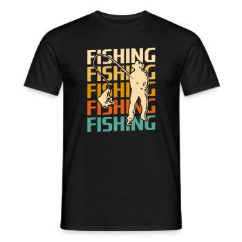 Retro Vintage Classic Fishing Fisherman - Men's T-Shirt - black - Front - AI Model Male 178 light (178cm)