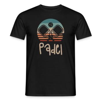 Retro Vintage Classic Padel Player - Men's T-Shirt - black - Front - AI Model Male 178 light (178cm)