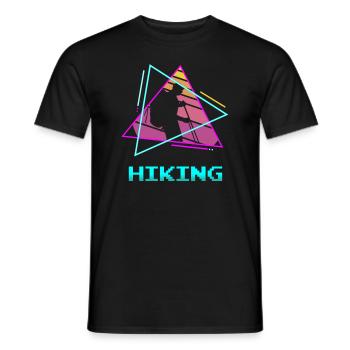 Retro Vintage Classic Hiking Hiker - Men's T-Shirt - black - Front - AI Model Male 178 light (178cm)