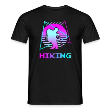 Retro Vintage Classic Hiking Hiker - Men's T-Shirt - black - Front - AI Model Male 178 light (178cm)