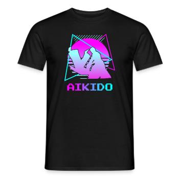 Retro Vintage Classic Aikido Aikidoka - Männer T-Shirt - Schwarz - Vorne - AI Model Male 178 light (178cm)