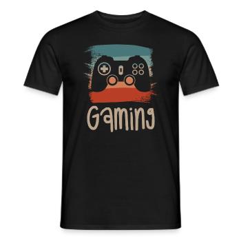Retro Vintage Classic Gaming Video Game Gamer - Men's T-Shirt - black - Front - AI Model Male 178 light (178cm)