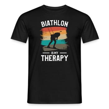 Le biathlon rétro est ma thérapie Biathlète - T-shirt homme - noir - Devant - AI Model Male 178 light (178cm)