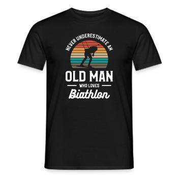 Ne sous-estimez jamais un vieil homme qui aime le biathlon - T-shirt homme - noir - Devant - AI Model Male 178 light (178cm)
