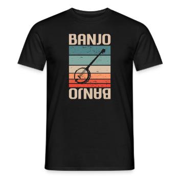 Retro Vintage Classic Banjo Instrument Banjoist - Men's T-Shirt - black - Front - AI Model Male 178 light (178cm)
