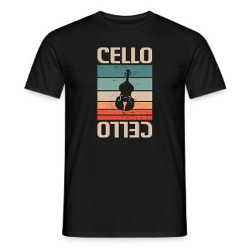 Retro Vintage Classic Cello Player Instrument - Men's T-Shirt - black - Front - AI Model Male 178 light (178cm)