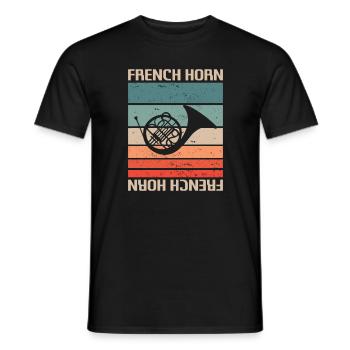 Retro Vintage Classic Français Horn Player - T-shirt homme - noir - Devant - AI Model Male 178 light (178cm)