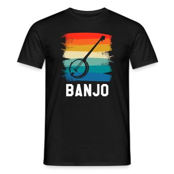 Retro Vintage Classic Banjo Instrument Banjoist - Men's T-Shirt - black - Front - AI Model Male 178 light (178cm)