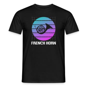Retro Vintage Classic Français Horn Player - T-shirt homme - noir - Devant - AI Model Male 178 light (178cm)