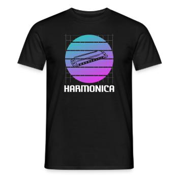 Instrument d’harmonica classique vintage rétro - T-shirt homme - noir - Devant - AI Model Male 178 light (178cm)
