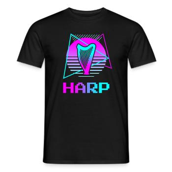Retro Vintage Classic Harp Instrument Guita - Men's T-Shirt - black - Front - AI Model Male 178 light (178cm)