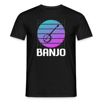 Retro Vintage Classic Banjo Instrument Banjoist - Men's T-Shirt - black - Front - AI Model Male 178 light (178cm)