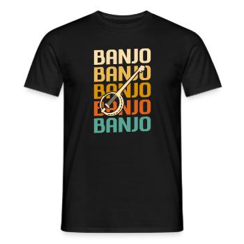 Retro Vintage Classic Banjo Instrument Banjoist - Men's T-Shirt - black - Front - AI Model Male 178 light (178cm)