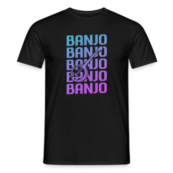 Retro Vintage Classic Banjo Instrument Banjoist - Men's T-Shirt - black - Front - AI Model Male 178 light (178cm)