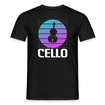 Retro Vintage Classic Cello Player Instrument - Men's T-Shirt - black - Front - AI Model Male 178 light (178cm)