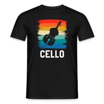 Retro Vintage Classic Cello Player Instrument - Men's T-Shirt - black - Front - AI Model Male 178 light (178cm)