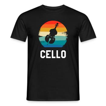 Retro Vintage Classic Cello Player Instrument - Men's T-Shirt - black - Front - AI Model Male 178 light (178cm)
