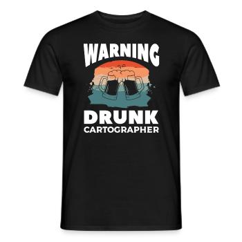 Warning Drunk Cartographer Map Making Cartography - Men's T-Shirt - black - Front - AI Model Male 178 light (178cm)
