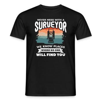 Rétro ne joue jamais avec un arpenteur que nous connaissons Places Su - T-shirt homme - noir - Devant - AI Model Male 178 light (178cm)