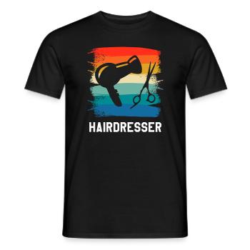 Retro Vintage Classic Hairdresser Hairdressing - Männer T-Shirt - Schwarz - Vorne - AI Model Male 178 light (178cm)
