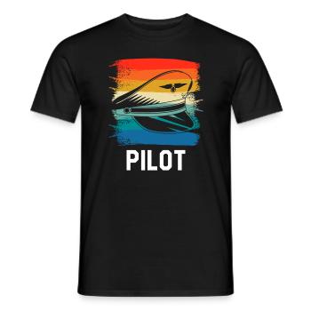 Retro Vintage Classic Pilot Aviation - Men's T-Shirt - black - Front - AI Model Male 178 light (178cm)