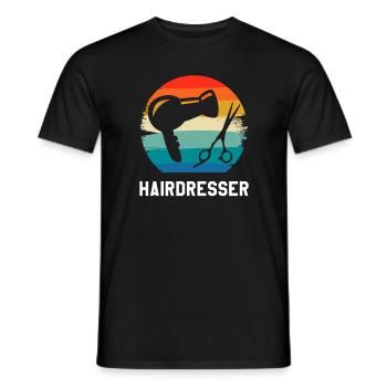 Coiffeur Rétro Vintage Classique Coiffure - T-shirt homme - noir - Devant - AI Model Male 178 light (178cm)
