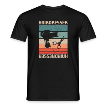 Retro Vintage Classic Hairdresser Hairdressing - Männer T-Shirt - Schwarz - Vorne - AI Model Male 178 light (178cm)