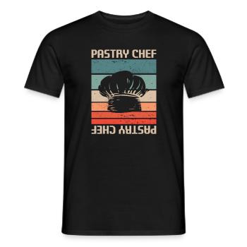 Retro Vintage Pastry Chef Pastries - Men's T-Shirt - black - Front - AI Model Male 178 light (178cm)