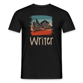 Retro Vintage Writer Professor Book Writing - Men's T-Shirt - black - Front - AI Model Male 178 light (178cm)
