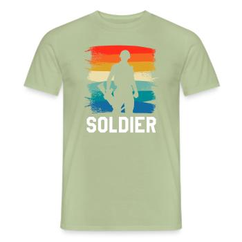 Retro Vintage Soldier Army Military - Men's T-Shirt - sage - Front - AI Model Male 178 light (178cm)