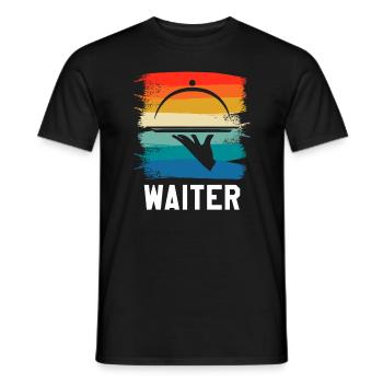 Rétro Vintage Waiter Restaurant servant - T-shirt homme - noir - Devant - AI Model Male 178 light (178cm)