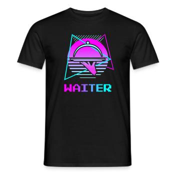 Rétro Vintage Waiter Restaurant servant - T-shirt homme - noir - Devant - AI Model Male 178 light (178cm)