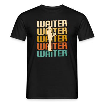 Rétro Vintage Waiter Restaurant servant - T-shirt homme - noir - Devant - AI Model Male 178 light (178cm)
