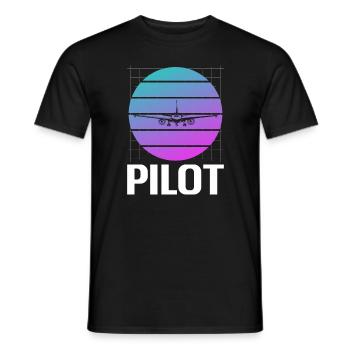 Retro Vintage Classic Pilot Aviation - Men's T-Shirt - black - Front - AI Model Male 178 light (178cm)