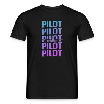 Retro Vintage Classic Pilot Aviation - Men's T-Shirt - black - Front - AI Model Male 178 light (178cm)