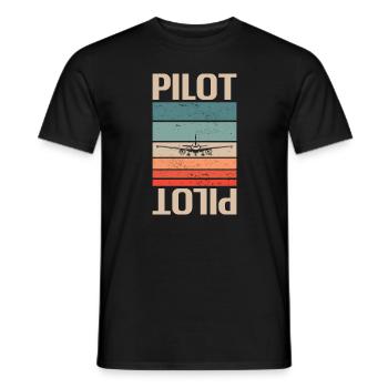 Retro Vintage Classic Pilot Aviation - Men's T-Shirt - black - Front - AI Model Male 178 light (178cm)