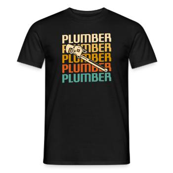 Retro Vintage Classic Plumber Plumbing - Men's T-Shirt - black - Front - AI Model Male 178 light (178cm)