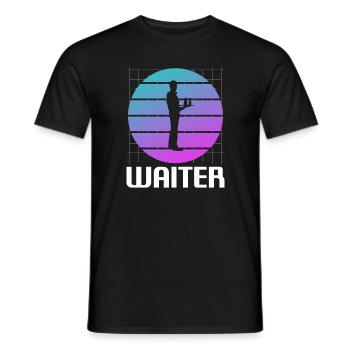 Rétro Vintage Waiter Restaurant servant - T-shirt homme - noir - Devant - AI Model Male 178 light (178cm)